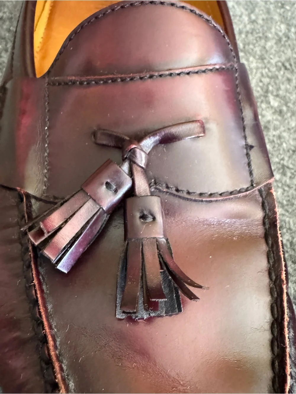 Cole Haan Pinch Tassel Loafers 14D Burgundy Oxblood Leather Moc Toe Slip On